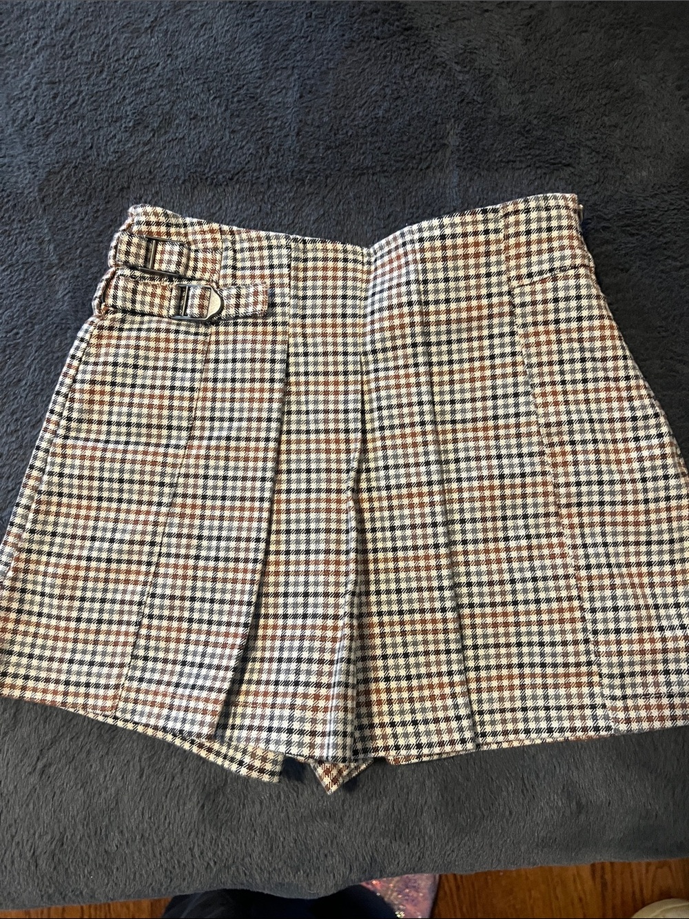 Zara Checked Kids Skort in Cream, Black, Brown